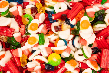 Assorted colorful gummy candies. Jelly  sweets.