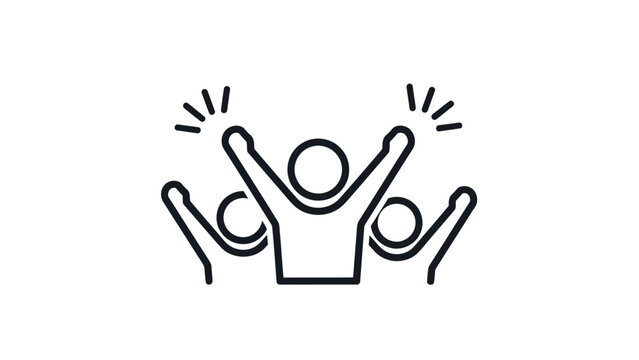 Stunning line art of triumphant person celebrating success