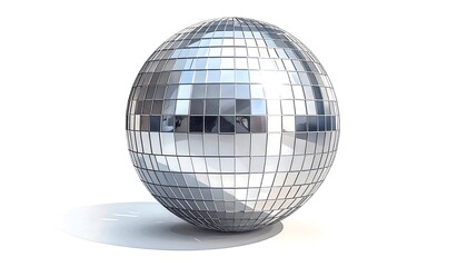 Shiny Silver Disco Ball, Glowing Reflection.
