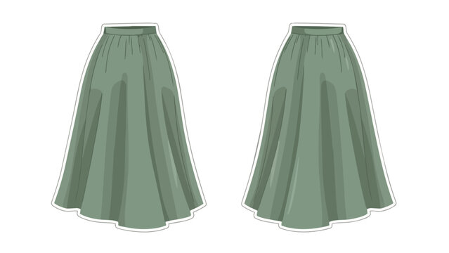 Elegant Sage Green A-Line Skirts Presented as a Stylized Illustration