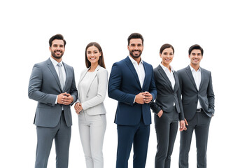 Group of Successful Diverse Business Professionals Standing Together on White Background