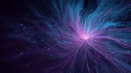 Radiant cosmic energy burst swirling with luminous particles abstract