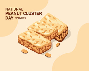 Close-up of chocolate peanut bars on ceramic plate. Rich and crunchy treat perfect for National Peanut Cluster Day dessert and snack ideas