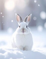 white rabbit in the snow