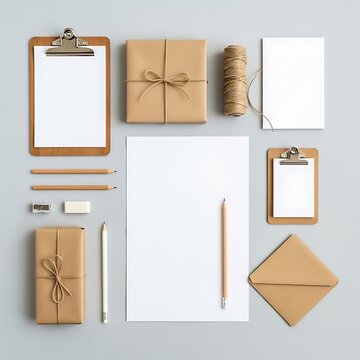Organized workspace with stationery items