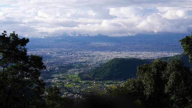 Timelapse of ecofriendly city Kathmandu Valley, view of a ecofriendly city with buildings and greenery or infrastructure and nature.