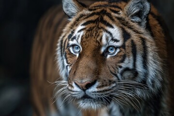Close-up of a tiger's head and shoulders