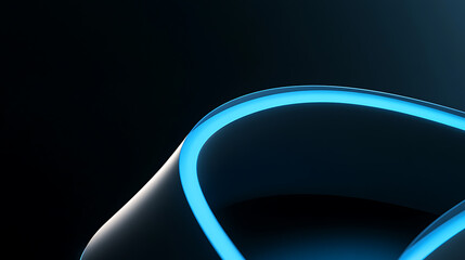 Abstract glowing light design. A minimalistic abstract design with light blue lines along a grey abstract shape against a dark background. Modern and sophisticated.