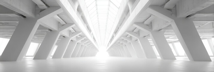 Fototapeta premium Minimalist Hall Design. Modern Abstract Background with White Industrial Elements