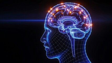 Obraz premium Human brain activity concept with digital neural network 