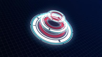 Futuristic hud ui digital technology interface display abstract circle round data system light, ideal for tech presentations and sci fi projects. - Powered by Adobe