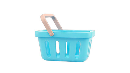 Fototapeta premium Blue Shopping Basket Isolated on White Background