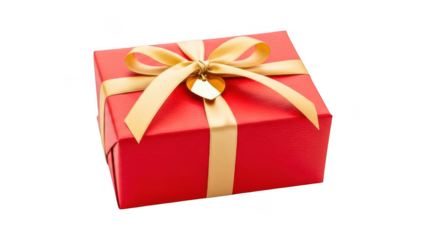 A red gift box with gold ribbon isolated on transparent background tshirt design