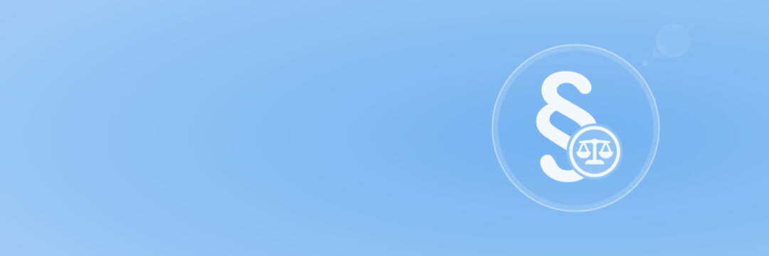 Recht und Gesetz Paragraf mit Justizwaage Symbol Header Vektor svg unter 60 kB copy space