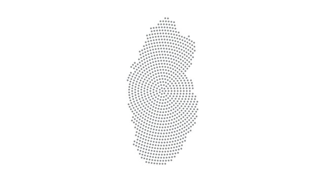 Qatar Stylized halftone dot map with concentric circular pattern
