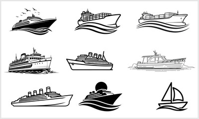 Naval Vessels Illustration: A collection of various naval vessels, depicted in intricate detail, showcasing the diverse world of maritime transport and engineering