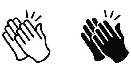 Obraz premium clapping hands icon set representing applause appreciation success and celebration gesture in black and white minimalist flat design