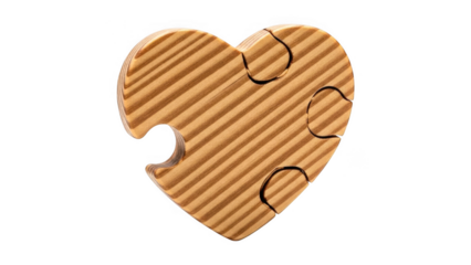 Wooden heart shaped puzzle piece isolated on transparent background tshirt design