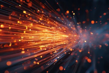 Fototapeta premium Vibrant Electric Field. Abstract Blurry Burst of Energy with Glowing Particles and Dynamic Storm Effects
