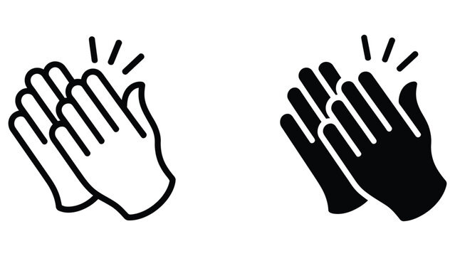 clapping hands icon set representing applause appreciation success and celebration gesture in black and white minimalist flat design