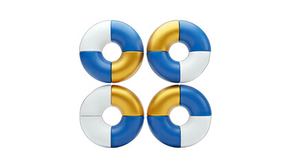 Colorful Donut Charts on White Background