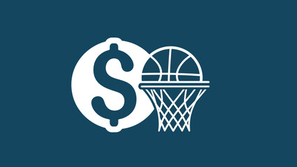 Profitable basketball investment opportunity with dollar sign