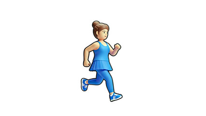 Cartoon Woman Running on White Background