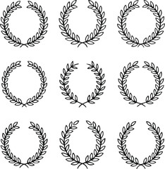 Minimalist Laurel Wreath Outline Icon Set  Classic Awards, Badges, and Victory Symbols