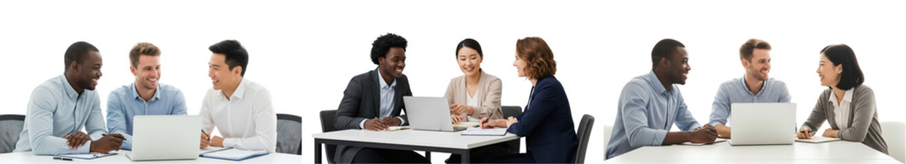 Obraz premium Diverse of business teams working together isolated on white or transparent background