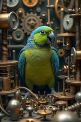 Parrot in the mechanical workshop