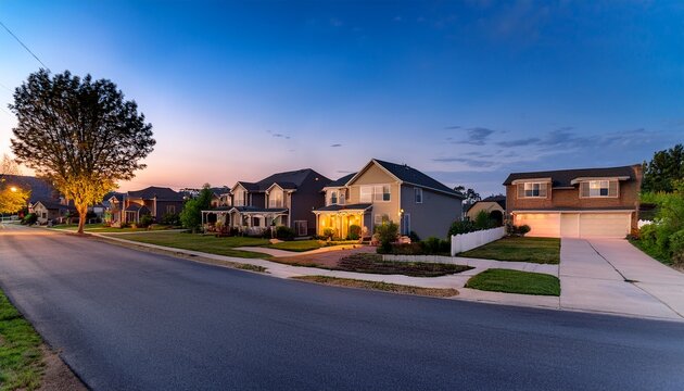 hoa fees quiet suburban street lined with houses at dusk