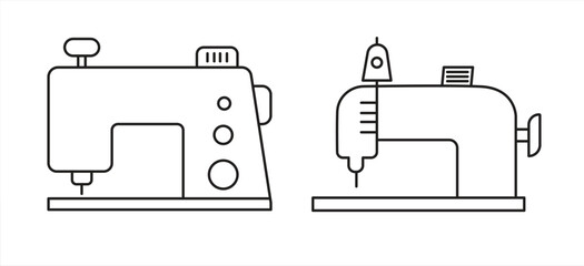 Electric sewing machine icon, line style sign for mobile concept and web design, vector illustration.

