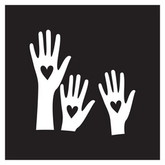 hands vector illustration with black heart shape black background 