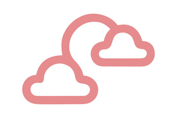 Red Outline of Two Clouds Connected by a Curved Line image