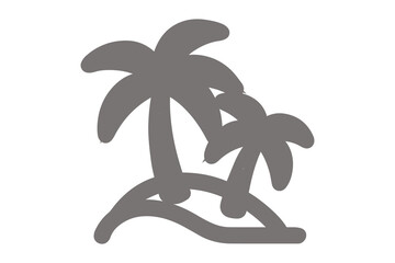 Stylized Silhouette of Three Palm Trees on a Small Island tropical vacation