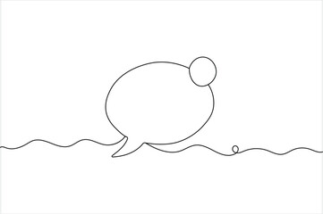 Continuous line speech bubble with heart accents