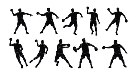 Obraz premium Silhouettes of people in dynamic poses seemingly playing or practicing a sport