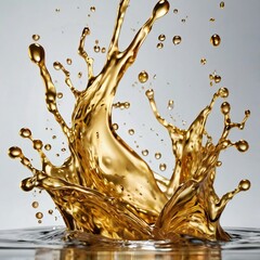 golden water splash isolated on white