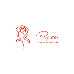 Line art outline minimalist rose flower logo design. Suitable for your design need, logo, illustration, animation, etc.