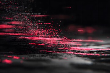 Abstract data flow visualizes digital speed,
Futuristic technology background shows cyber motion,
Red data streams create dynamic energy