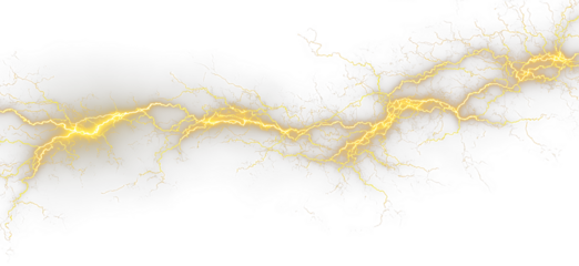 Electric Storm Lightning Bolt PNG Golden Strike Flash Energy Transparent Background PNG