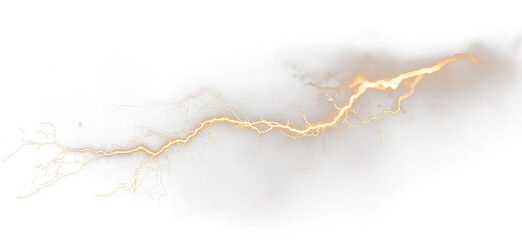 Golden Lightning Bolt PNG Electric Thunder Flash Storm Sky Overlay Effect PNG