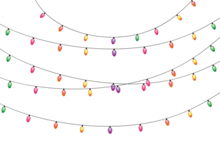 Vibrant and colorful string lights illuminating a festive atmosphere with glowing bulbs