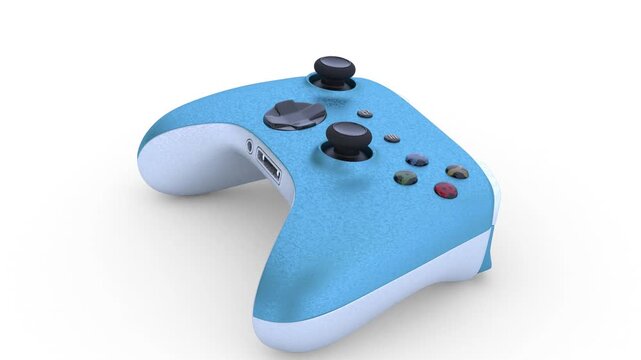 blue and white game controller