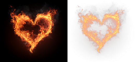 Burning Fire Heart Shape Glow Transparent PNG