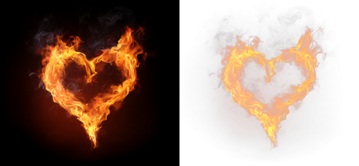 Burning Fire Heart Shape Glow Transparent PNG