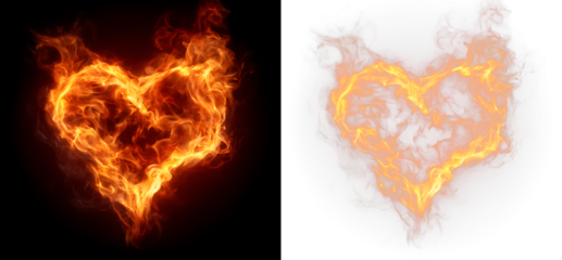 Burning Fire Heart Shape Glow Transparent PNG