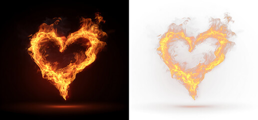 Burning Fire Heart Shape Glow Transparent PNG © Татьяна Куриленко