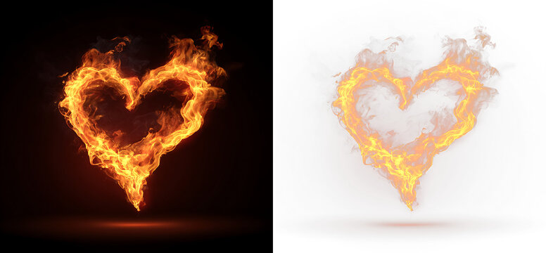 Burning Fire Heart Shape Glow Transparent PNG
