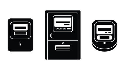 Obraz premium Three black and white illustrations of vintage or retro mechanical counters